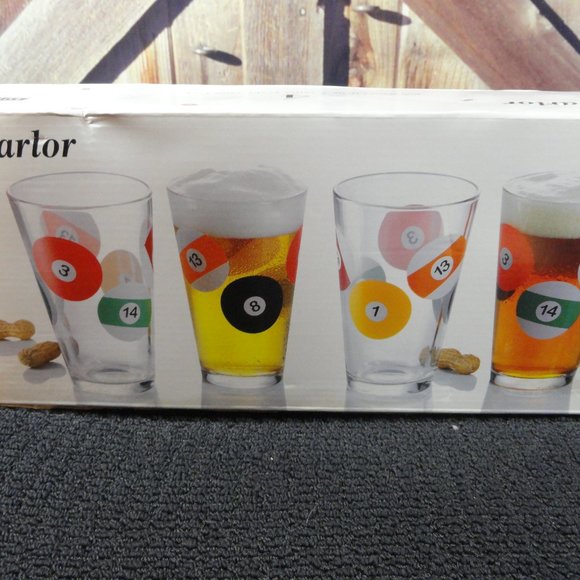 VTG Luminarc Billiard Ball Pool Parlor 16oz Pup Glasses~NOS~Man Cave~Pool bar - Picture 2 of 5